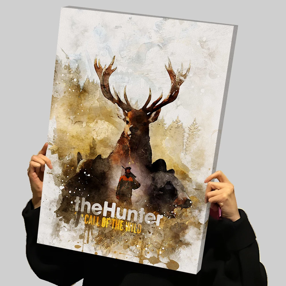 Póster impreso The Hunter Call of the Wild, pintura en lienzo personalizada, arte de pared, adornos para habitación, decoración del hogar, varita, decoración de paredes Deko
