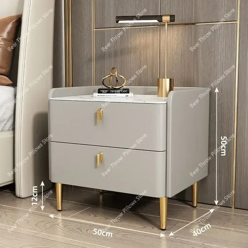 Luxury 2/3 Drawers Solid Wood Bedside Table Storage Dresser Cabinet Nightstands Slate Mini Night Stands for Bedroom Furniture