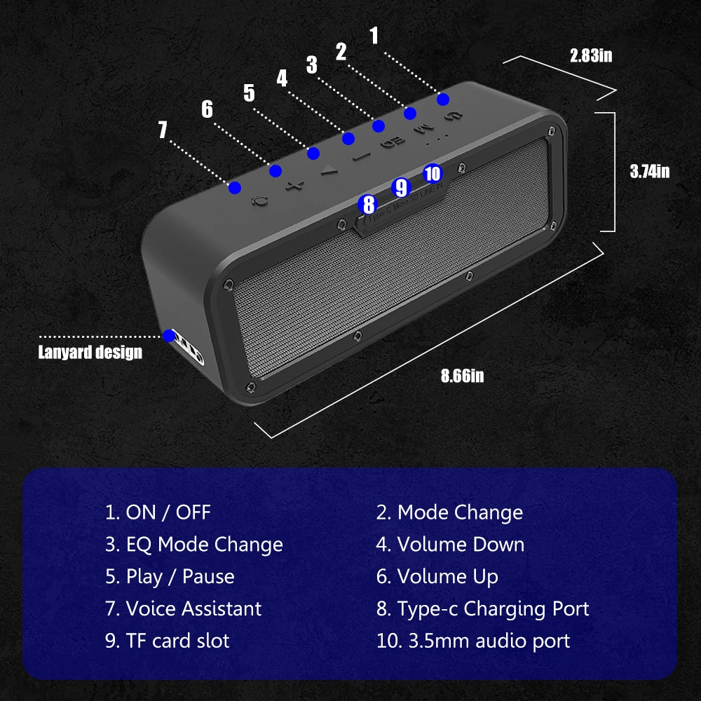 Imagem -06 - Xdobo Alto-falante Bluetooth sem Fio ao ar Livre Alta Potência Subwoofer Portátil de Bicicleta Áudio Impermeável Home Theater 50w 1983