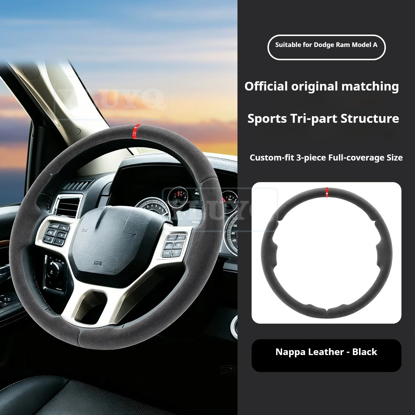 For RAM Trucks Dodge RAM Carbon Fiber Steering Wheel Cover Decorative Shell Protector, Suitable for All Seasons Accessories