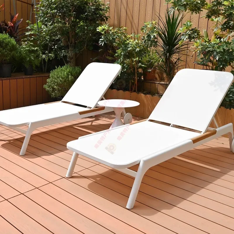 Outdoor Pool Chairs Villa Courtyard Hotel Outdoor Leisure Solid Wood Bed Bed and Breakfast Seaside Antiseptic Wood Beach Chair