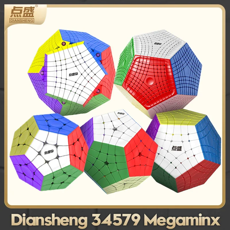 Diansheng Megaminx 34579 Cube magique Gigaminx magnétique sans colle 3x3 4x4 5x5 7x7 9x9 dodécaèdre Profession vitesse Puzzle jouets