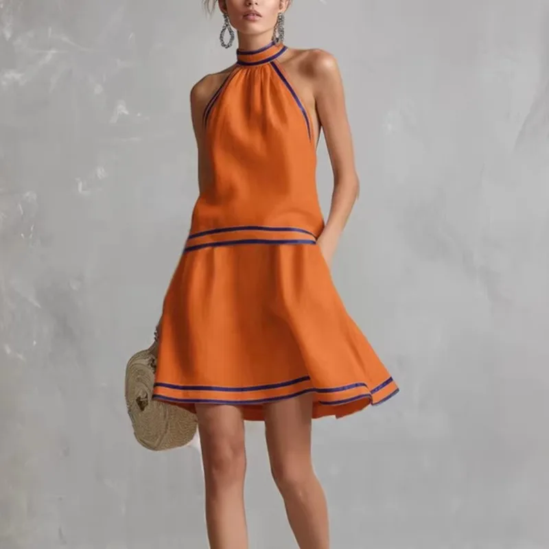 2026 Neues Sommerkleid für Damen: Elegantes, einfarbiges, vielseitiges und bequemes Freizeitkleid mit Neckholder – Modisch für jeden Tag