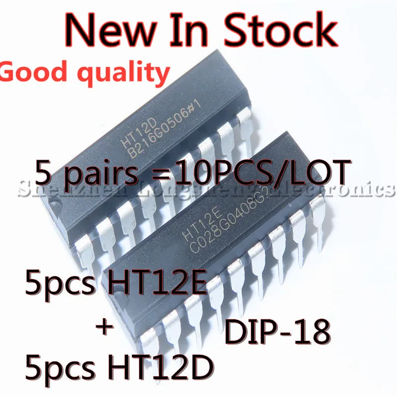10 PÇS/LOTE 5 pares (5 peças HT12E + 5 peças HT12D) Dispositivo de transmissão/recepção infravermelho HT12 DIP-18 Novo em Estoque Original