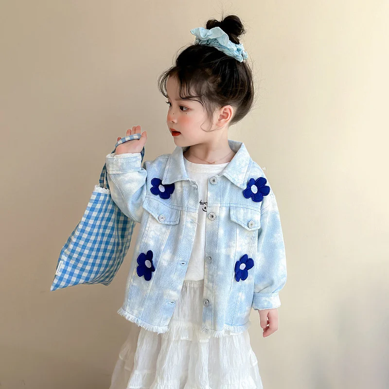 

Girls Denim Jacket Children Spring Turn-down Collar Coats Kids Autumn 2025 New Fashion Blouse Toddler Casual Clothes 2-8Y