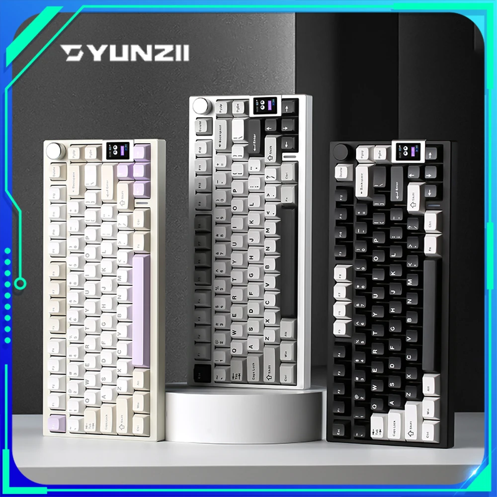 YUNZII AL80 Mechanical Keyboard Aluminum Alloy Tri Mode With LCD Screen Wireless Keyboard QMK/VIA Keyboard PC Accessories Custom