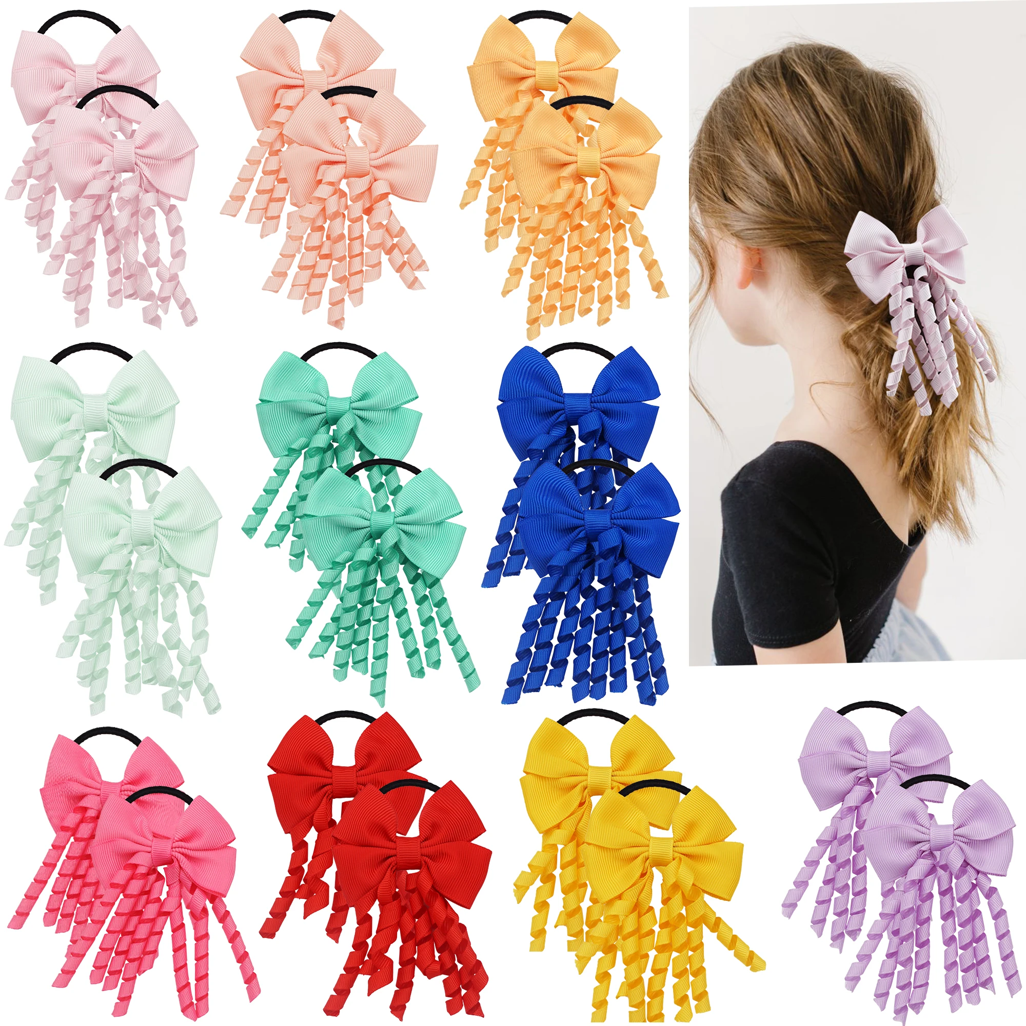 

Baby Girls Hair Ties with Bows 2.7 Inch Grosgrain Ribbon Curly Korker Hair Bows Elastic Hair Bands Ponytail Holders for Girls