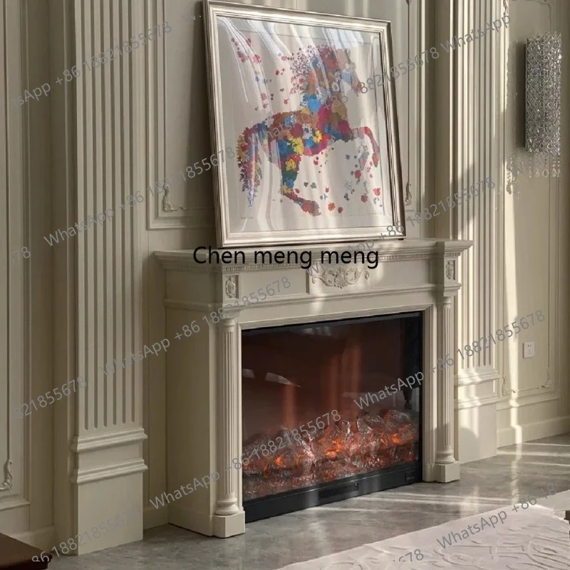 American modern fireplace living room decoration foyer entrance mantel French entrance table