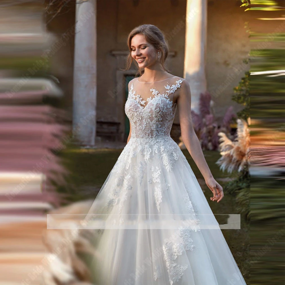 Robes de mariée A-Line en V profond pour femmes, robes de princesse, grande taille, blanc, populaire, 2024