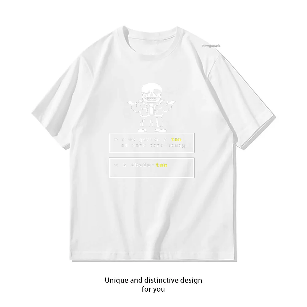 Undertale Sans: Ich habe heute eine ganze Menge Arbeit erledigt. Skele-Ton-T-Shirt für Damen und Herren, Sommer-Baumwoll-Grafik-T-Shirts, Oberteile für Erwachsene