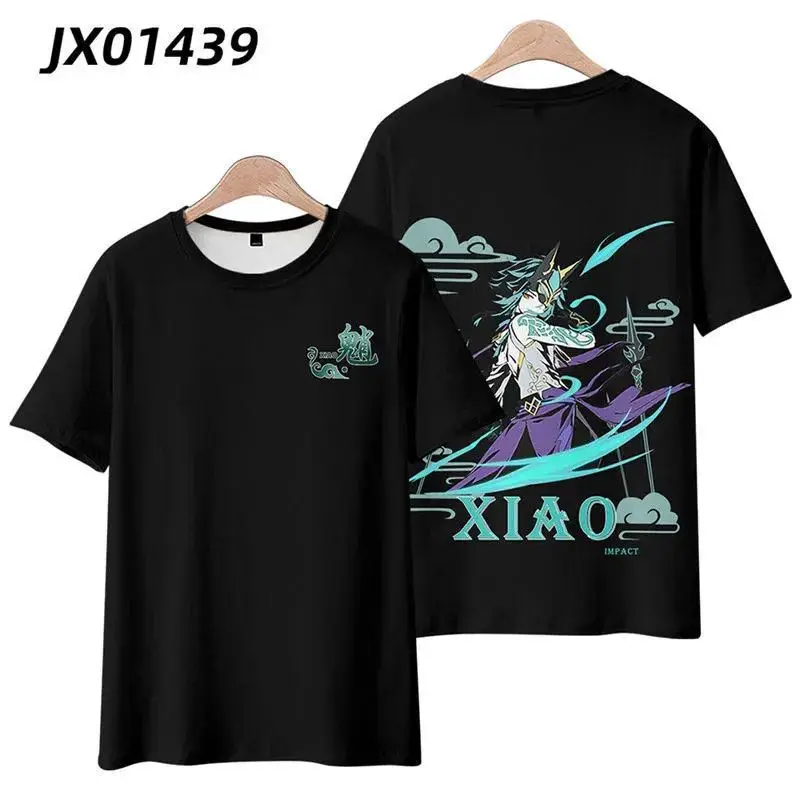 Genshin Auswirkungen Xiao Cosplay Kostüm 3D Drucken Kurzarm T Shirt und Shorts Zwei Stück Set Männer Anzug Casual Trainingsanzug sportswear