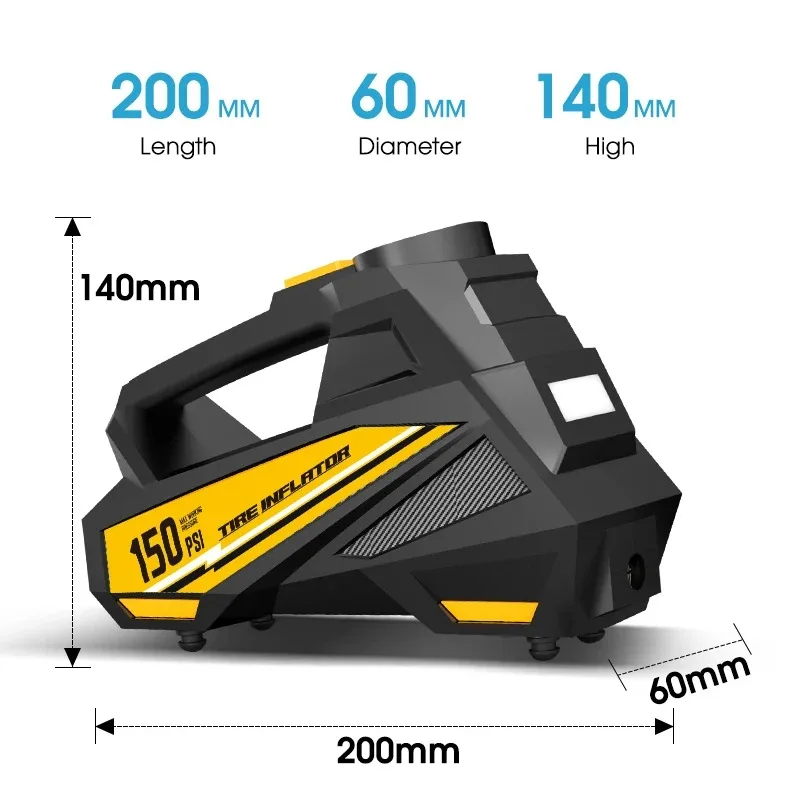 CARSUN проводной портативный автомобильный воздушный насос обновленный 12 В 150PSI электрический насос для накачивания шин мотоцикл велосипед мяч автомобильный воздушный компрессор