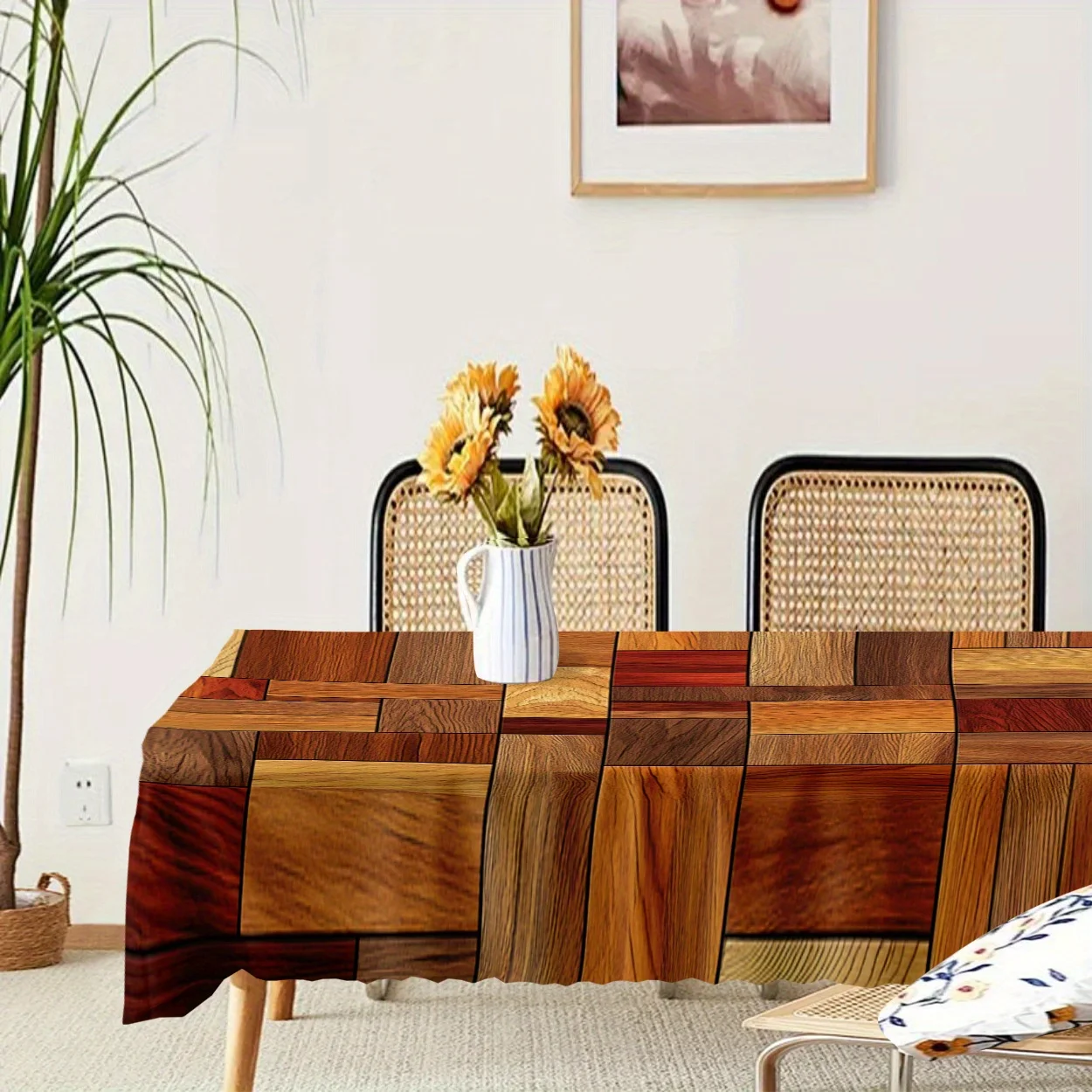 1pc, 1 Sheet of Wood Floor Collage. Featuring Natural Wood Grain And Texture, Creating a Warm And Rustic Atmosphere, 6 Sizes, Wrinkle-Free, Home Kitchen Table Cover, Suitable for Birthday Parties And Holidays, Indoor And Outdoor Use, Home Decor