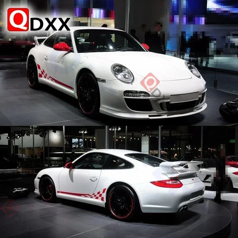 

Racing Flag Graphics Sticker Car Door Side Skirt Vinyl Decals For Porsche 911 992 997 Exterior Accessories Sport Stripes Sticker