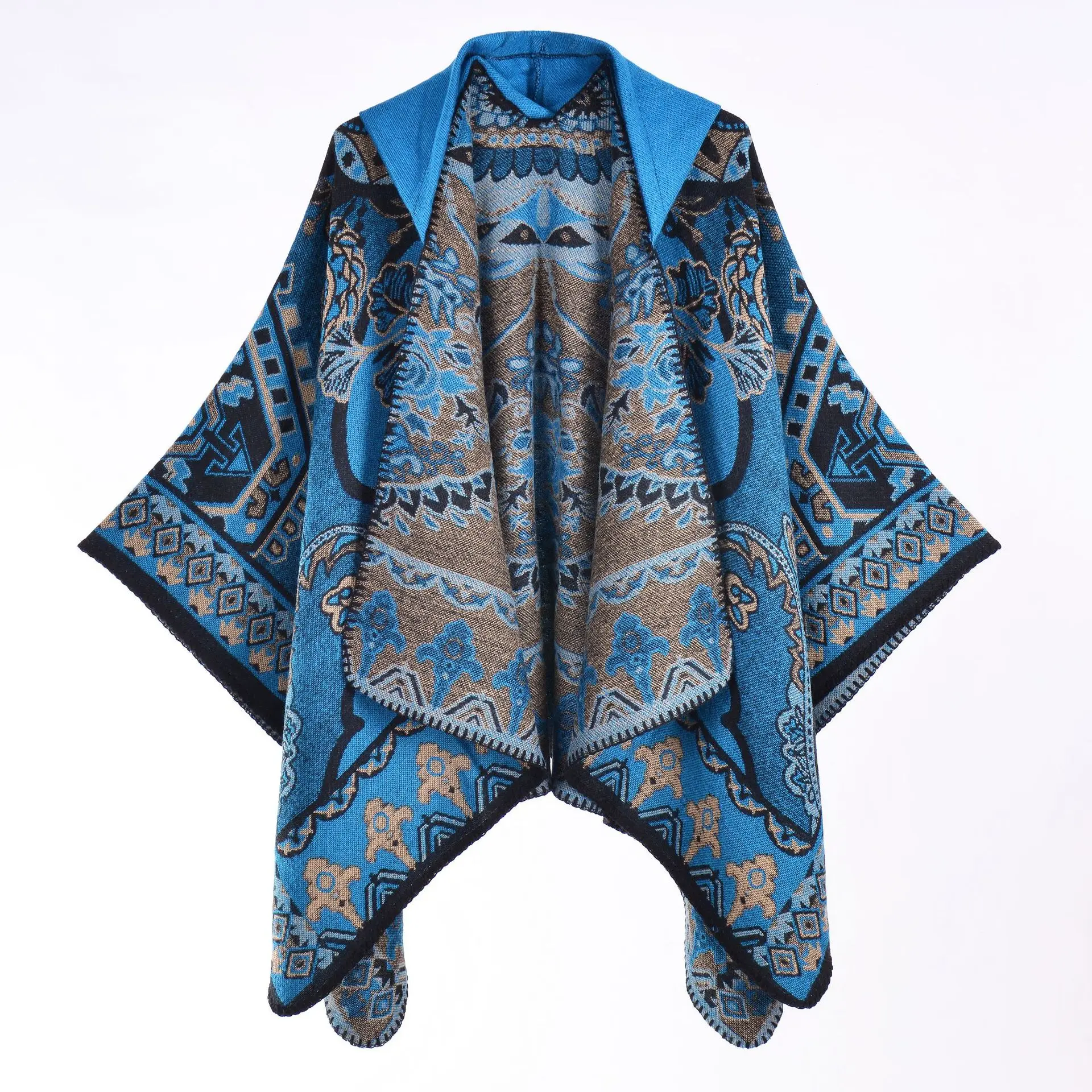 Xinjiang, Xizang, flower photography, knitted shawl, hooded scarf, cape, Yunnan cape, cape for women