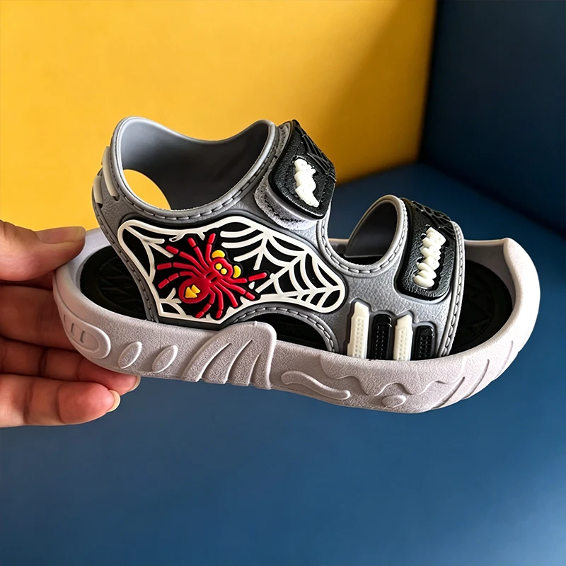 Multi Cool Color Spider Pattern Jungen-Sandalen, weiche, atmungsaktive, offene Zehenpartie, All-Match-Sommerschuhe für Kinder – Detail 8