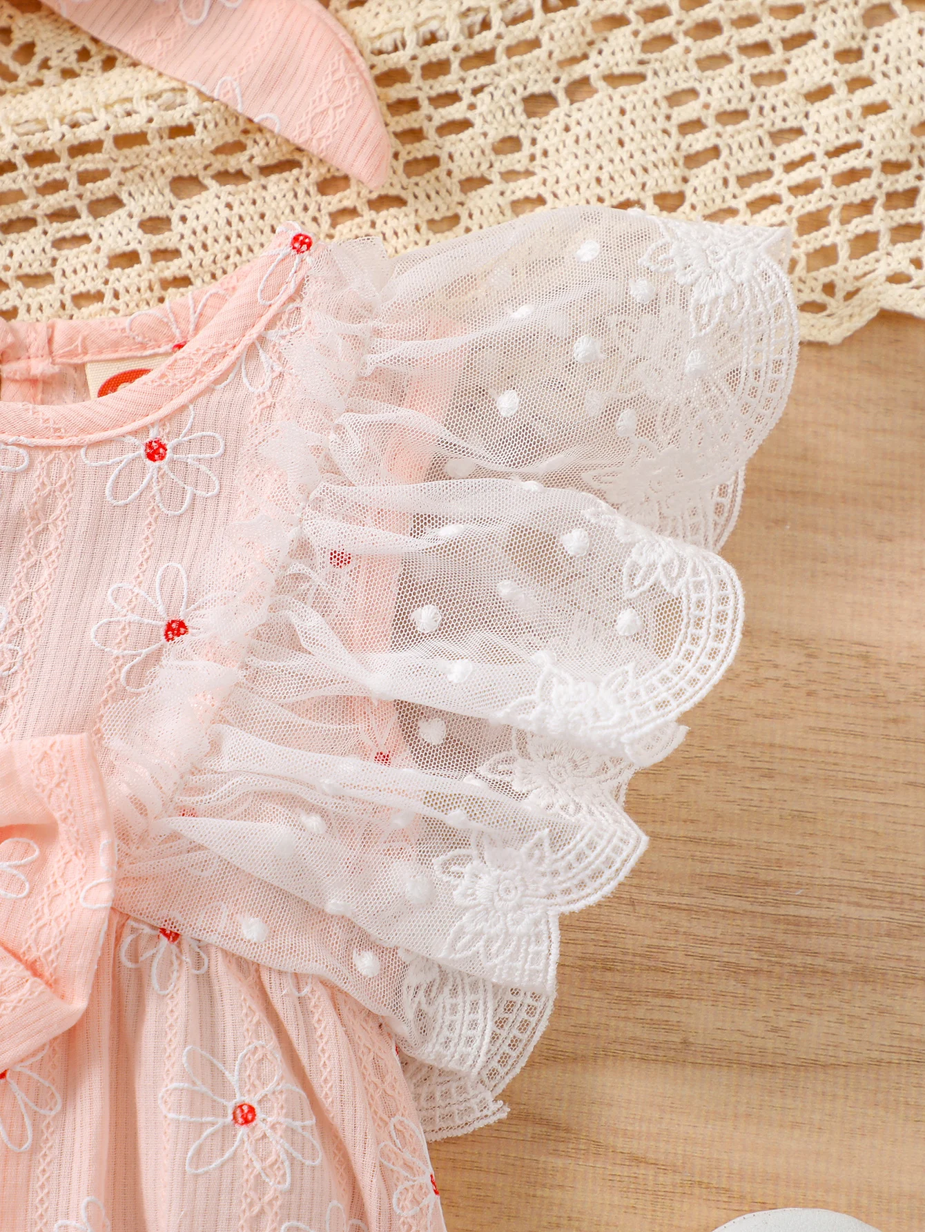 2sets Toddler Girls Pink Lace Hoodie + Headband Summer Dress Comfortable and Easy to Clean