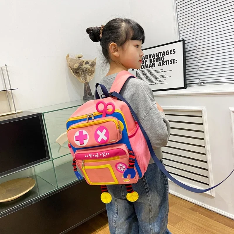 Tendência infantil grande capacidade mochila para meninos e meninas jardim de infância prevenção de perda mochila super bonito robô saco de viagem