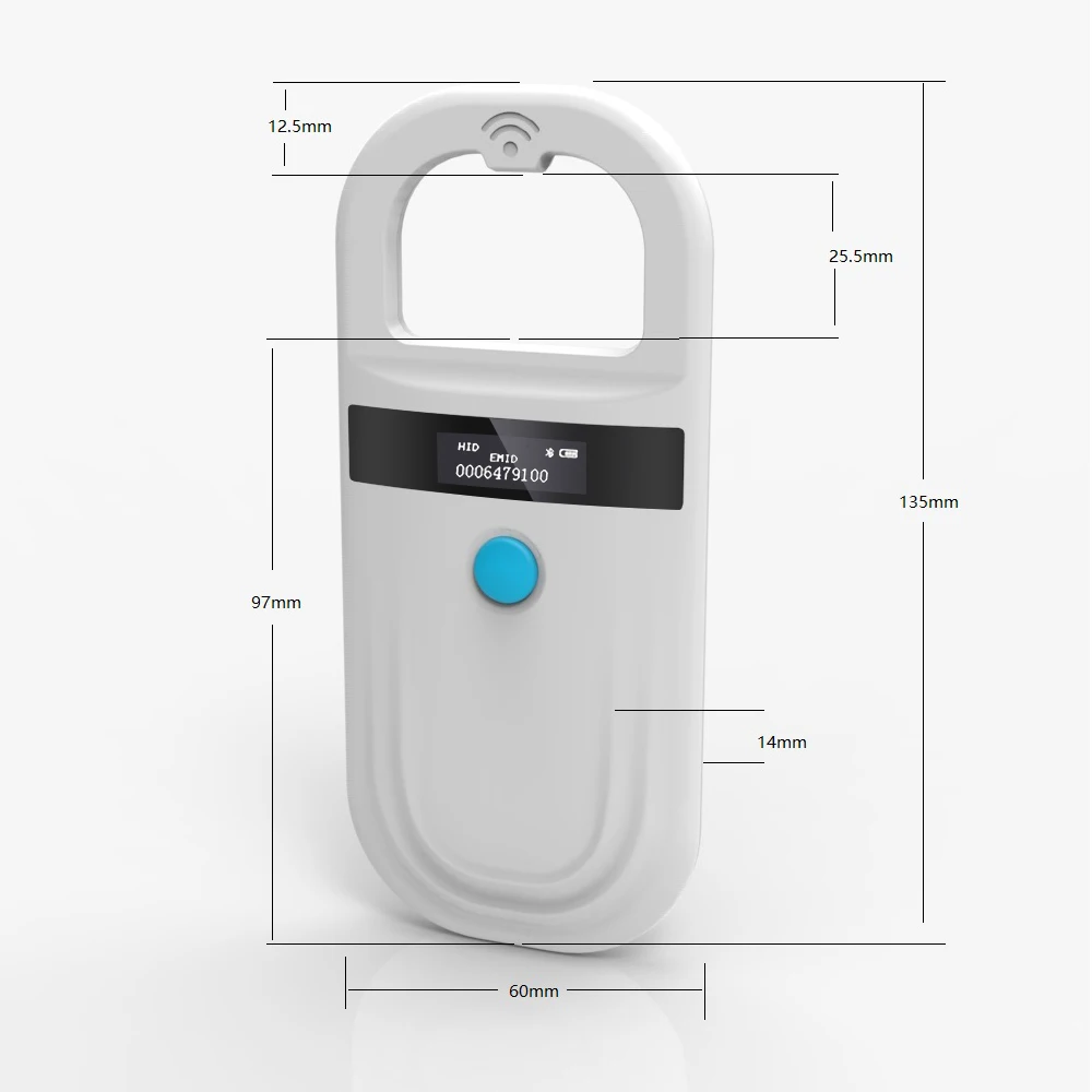 Imagem -04 - Leitor Rfid Handheld Animal com Tags Pet Cat Dog Microchip Scanner Chip de Vidro Usb Bluetooth Tag Fdx-b 134.2khz 125khz