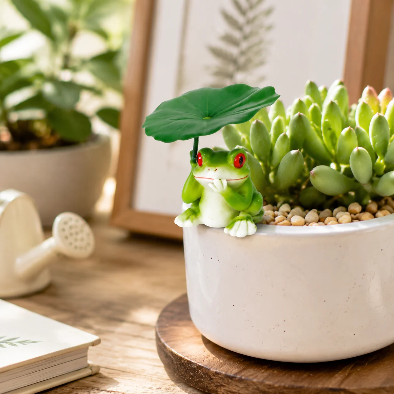 Resin Frog Plant Pot Decoration Cute Animal Garden Ornament Succulent Accessories Mini Fairy Garden Statue Home Decor