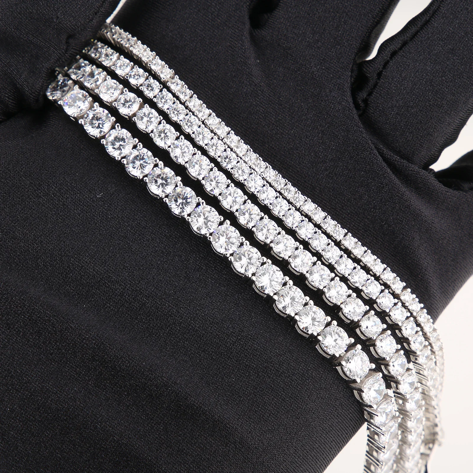 2mm 3mm 4mm 5mm Women Tennis Chain CZ Jewelry Men 14K White Gold Plated Cubic Zirconia Diamond Tennis Bracelet 925 Silver