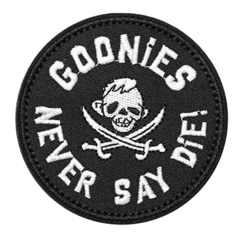GOONIES NEVER SAY DIE Funny Meme Tactical Patch Hook & Loop - Military Embroidered Badge for Molle Backpack
