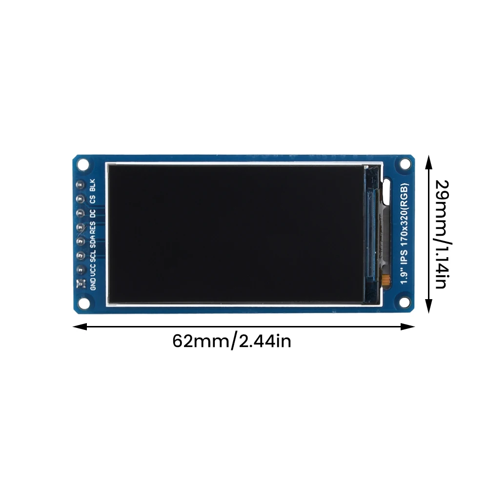 IPS Full Angle TFT Display Screen, High-Definition LCD Color Display Module, SPI Serial Port, Novo, 1.9 ", 170x320