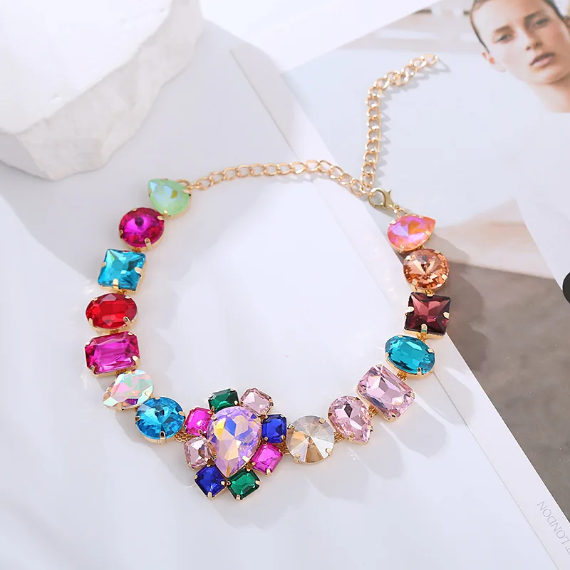 New fashion temperament exaggerated full diamond necklace high sense personality Internet celebrity with super flash necklace ac