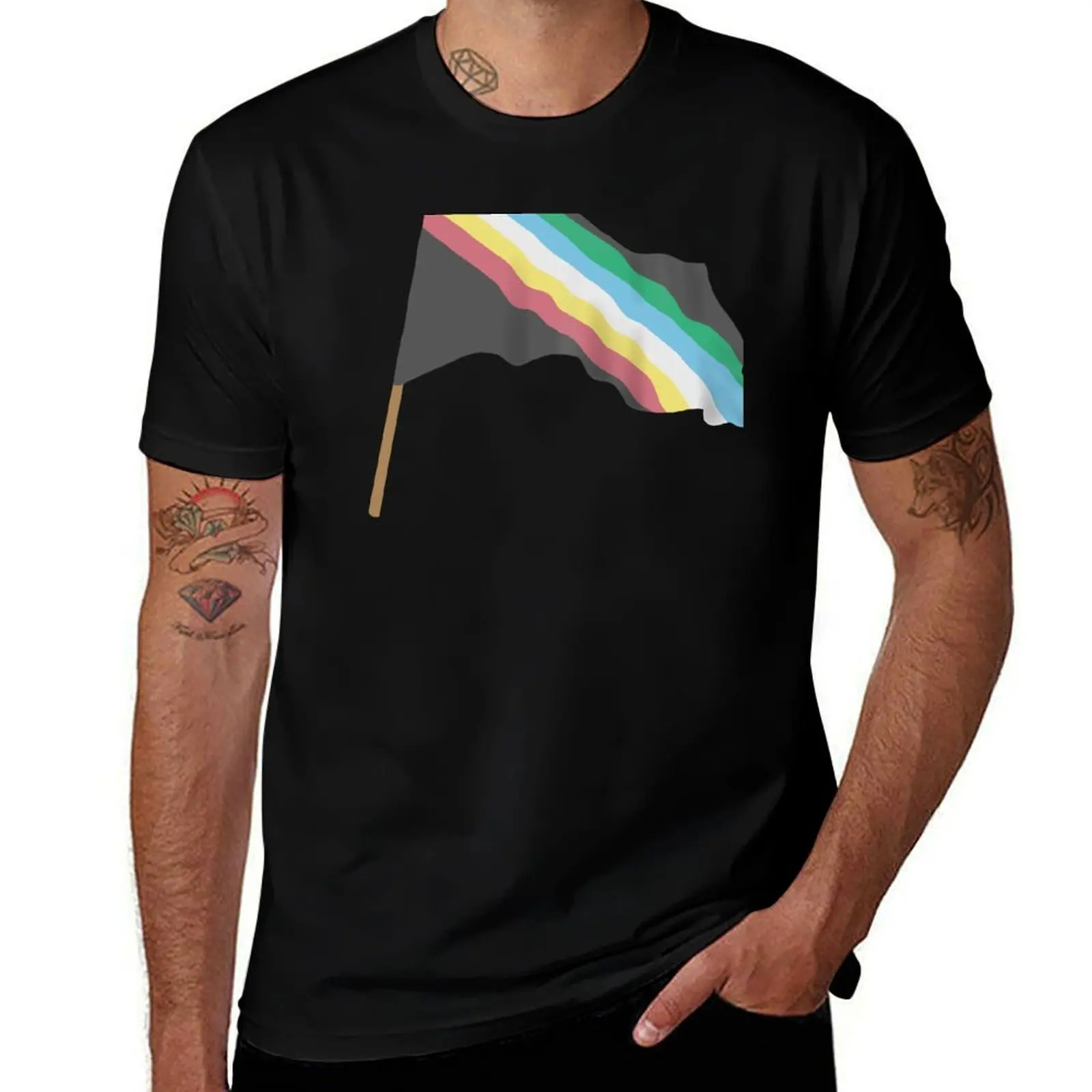 Disability pride flag T-Shirt Street Fashion Casual Tee Shirt