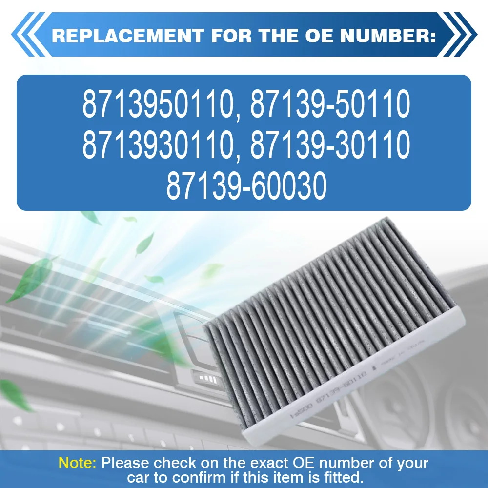 فلتر هواء المقصورة الكربونية للسيارة لكزس LS500 LS500h تويوتا ميراي -L سيكويا تندرا 87139-50110 87139-30110، 87139-60030