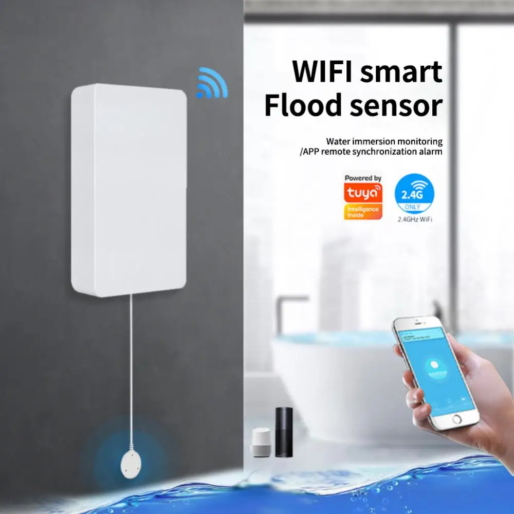 TUYA WiFi Smart Water Leakage Sensor Flood Alarm Detector APP Reminder Security Protection Smart Home Works With Smart Life