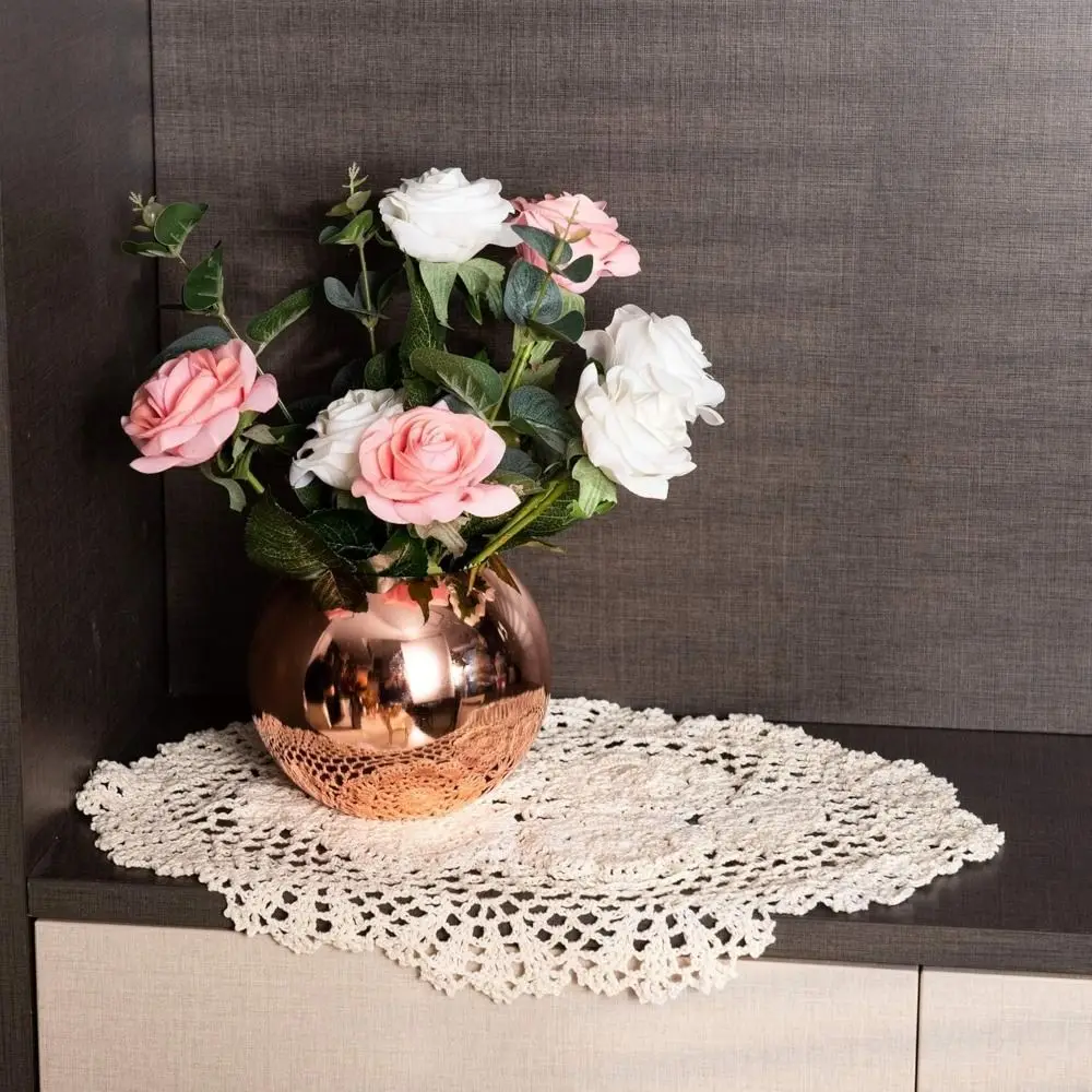 

New Vintage Crocheted Doilies Shabby Chic Handmade Crochet Placemet Oval Dust-proof Cover Cloth