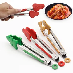 New Christmas Silicone Food Tong Gingerbread Man Snowman Xmas Tree Pattern Cooking Clip Steak Bread Clamp Kitchen BBQ Salad Tool