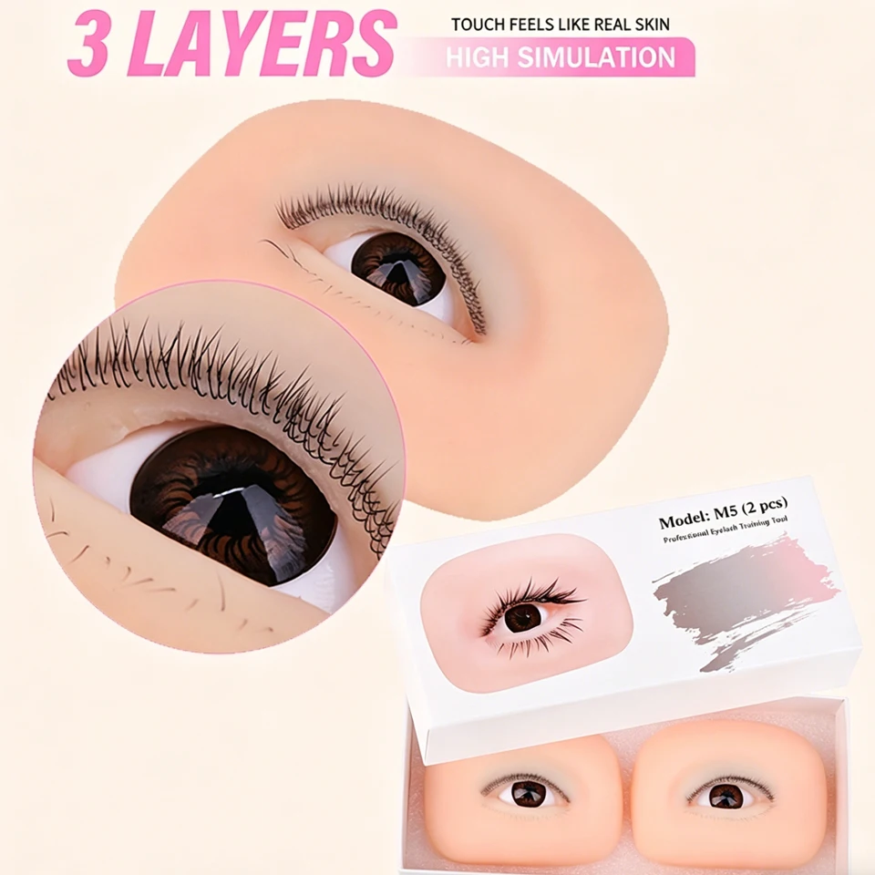 

3 Layers Lashes Mannequin Eye Model For Practice Lash Makeup Tool Eyelash Extension Grafting Training Tool Makeup Practice Model