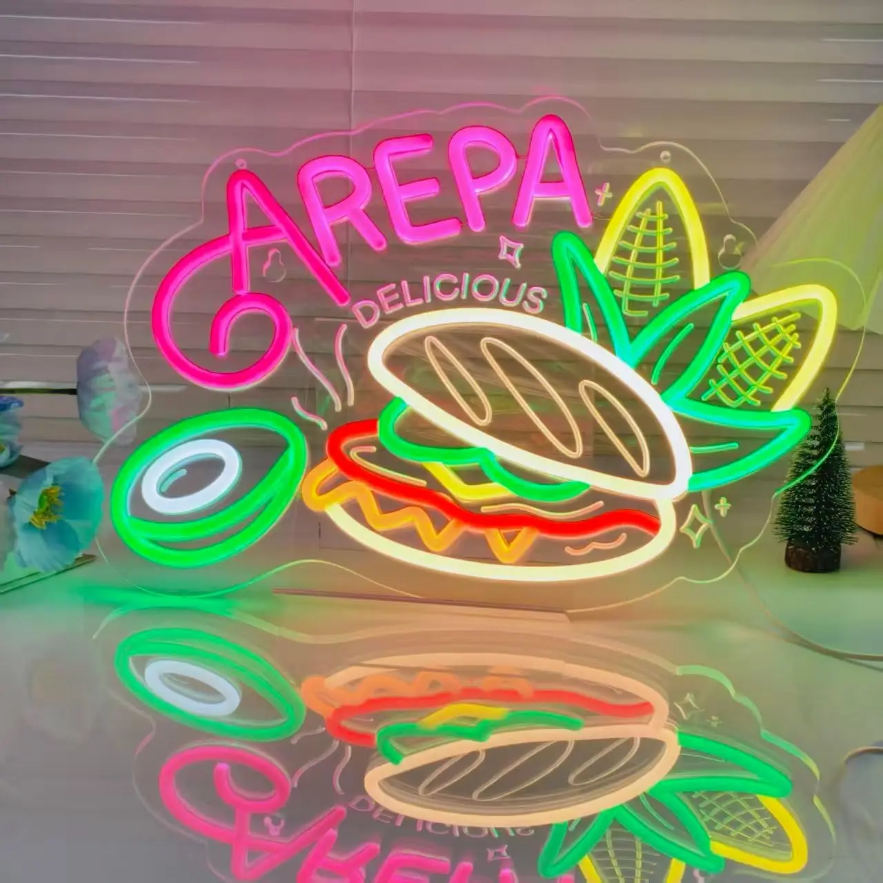 Arepa ضوء النيون تسجيل USB عكس الضوء LED النيون تسجيل لغرفة النوم غرف معيشة نادي بار رجل كهف هدايا الحفلات جدار الفن الديكور #4