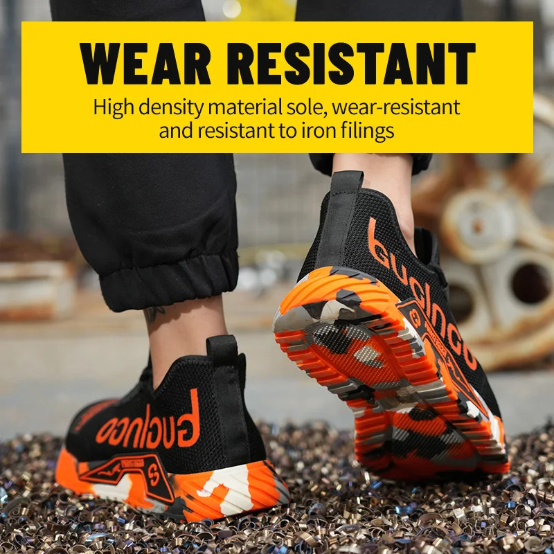 Steel Toe Security Protective Shoes Lightweight Breathable Sneakers for Men Anti-puncture Anti-smash Protection Safety Shoes