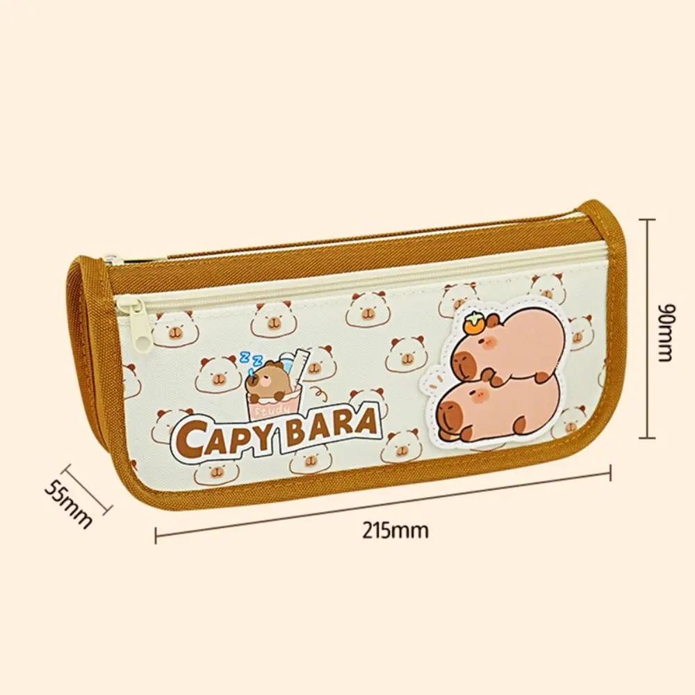 جديد أكسفورد القماش القلم حقيبة طبقات مزدوجة سعة كبيرة حقيبة أدوات مكتبية Capyabra منظم قرطاسية هدية