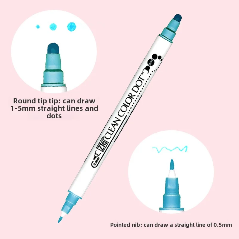 1pc Japan Zig Kuretake Clean Color DOT TC-6100 Double-Tip Watercolor Marker Pen Art Painting&Round Stamping for Students
