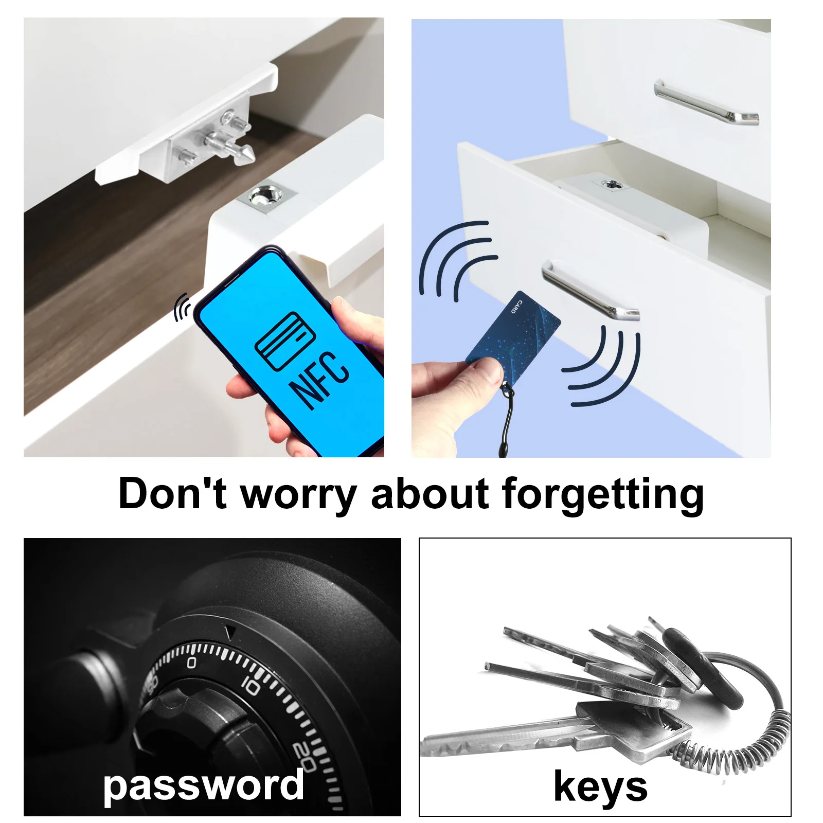 Hidden Smart Cabinet Lock Safe RFID Drawer Lock Keyless NFC Cupboard Security Lock Drawer Locker Invisible Cabinet Lock