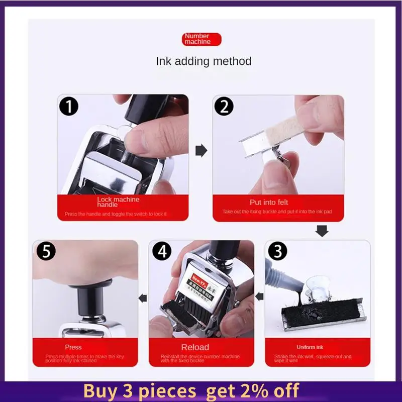 1Set Automatic Coder 4Digit Number Machine Production Date Manual Coder Numbering Advance Machine Quick-Drying Ink Black White