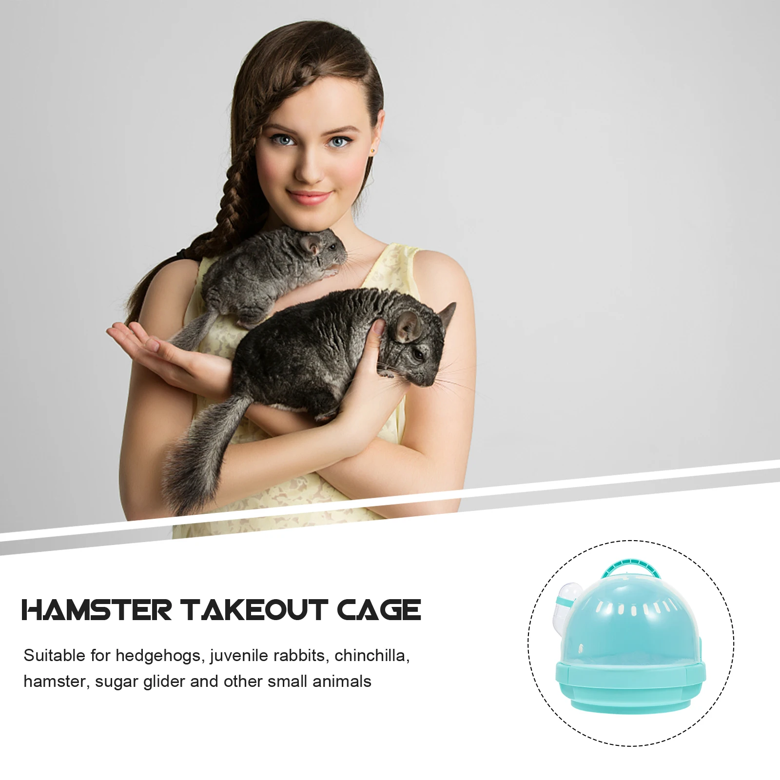 

Sturdy Pet Carrier For Hamster Chinchilla Hedgehog Durable Travel Cage With Water Bottle Ventilated Small Animal House Outdoor