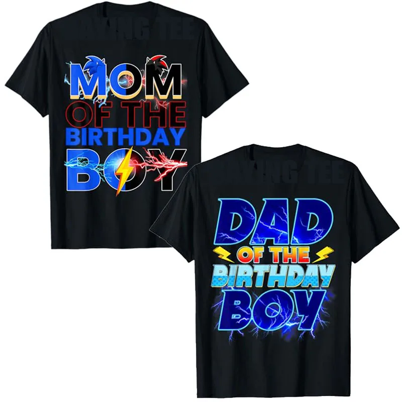 

Mom of The Birthday Boy Hedgehog Family Party Decorations T-Shirt Dad of The Birthday Boy Saying Tee Fashion Sons B-day Gifts