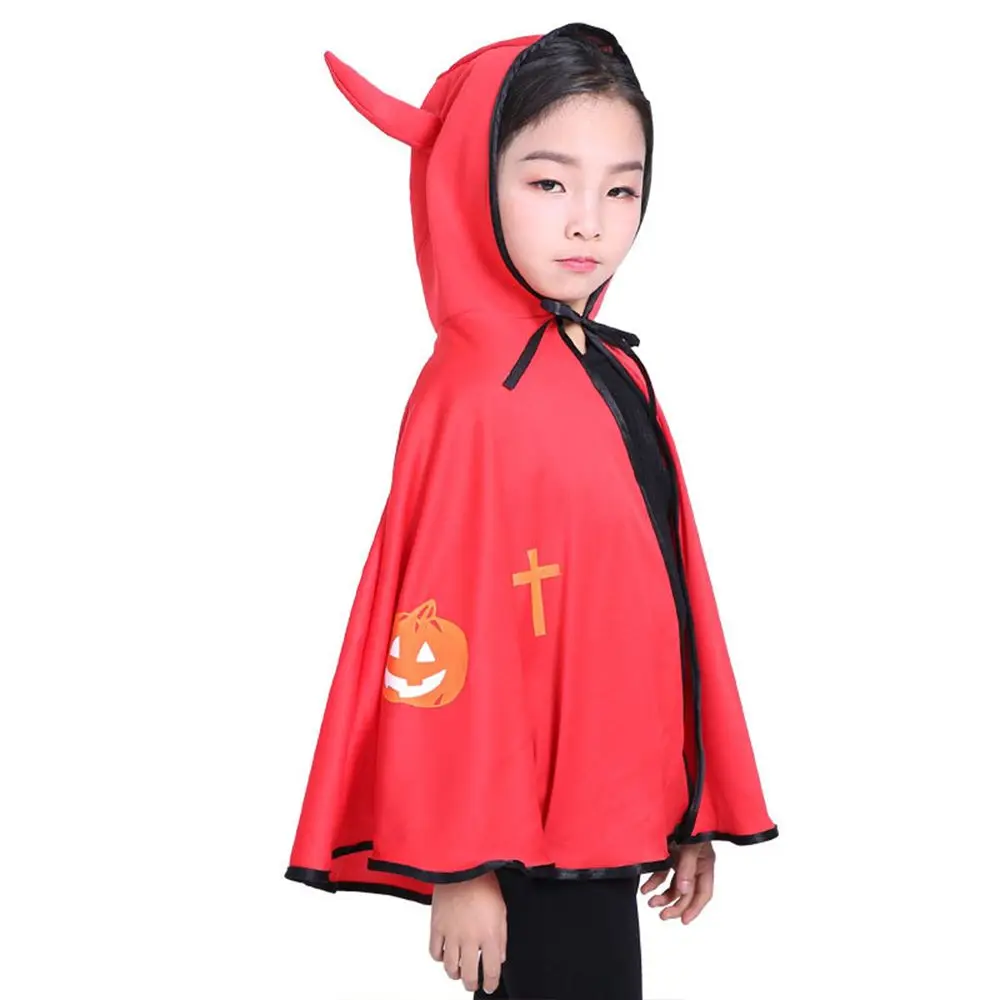 

Child Children Day Cartoon Witch Cosplay Props Cosplay Costume Hooded Cloak Devil Horn Cloak