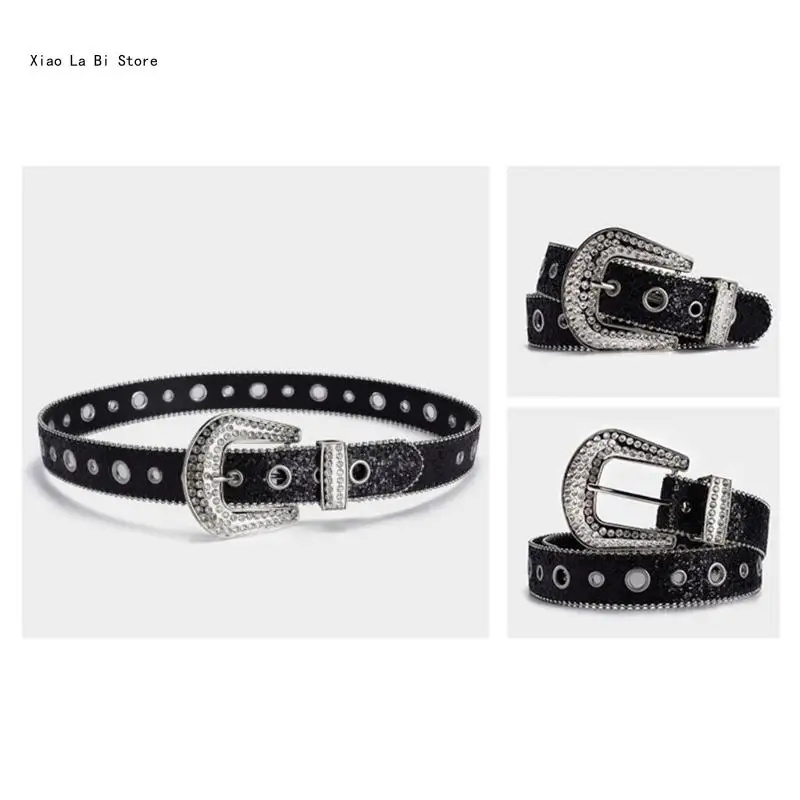 Multiple Color Waist Belt Shinning  Belts for Woman Men Adjustable Pin Buckle Waist Strap for Jeans Dress