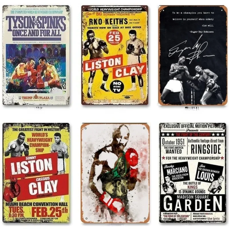 Metal Tin Sign Poster Boxing Tin Sign Metal Plaque Poster for Bar Club Wall Decor Retro Home Bedroom Vintage Wall Plate Pendant