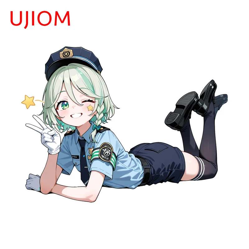 UJIOM Hololive Cute Waifu Wall Sticker Premium Eye Catching Design Prone Posture Occlusion Scratch PVC Decal Computer Case Decor