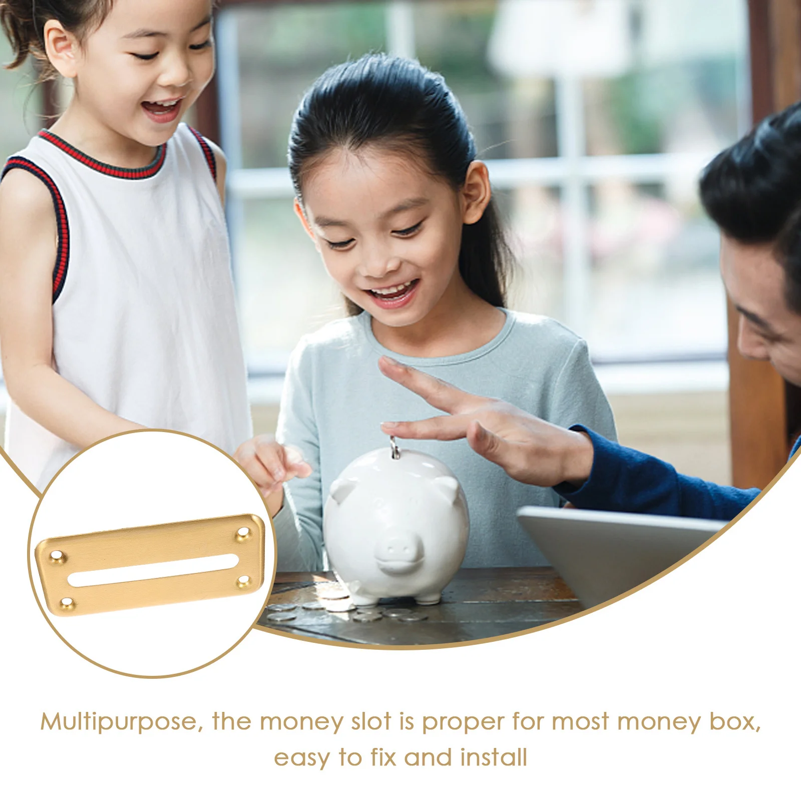 

Stainless Steel Bill Slot Coin Slot For Money Saving Jar Piggy Bank Durable Strong Break Resistance Easy Install Smooth Surface