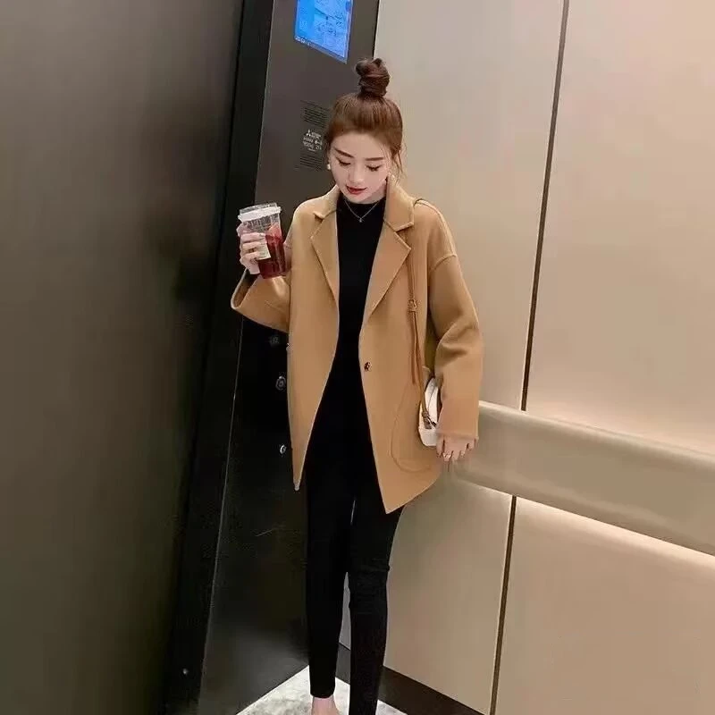 

BB6935 Осень/Зима 25, новое женское модное двустороннее кашемировое пальто, короткое, высококачественное маленькое шерстяное пальто корейского издания