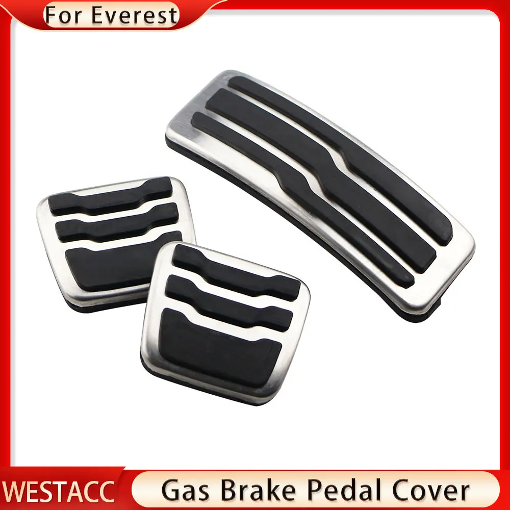 Stainless Steel Car Pedal Pads Cover for Ford Everest Endeavour Raider Ranger 2016 - 2023 Gas Fuel Brake Pedals Pad Accessories