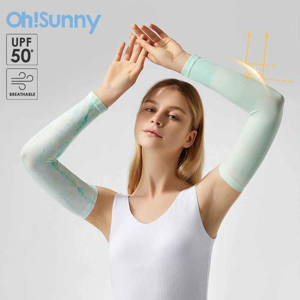 OhSunny Couple Cooling Arm Sleeves Print Soft Breathable Stretchable Anti-UV Sun Protection Driving Cycling Tattoos Cover